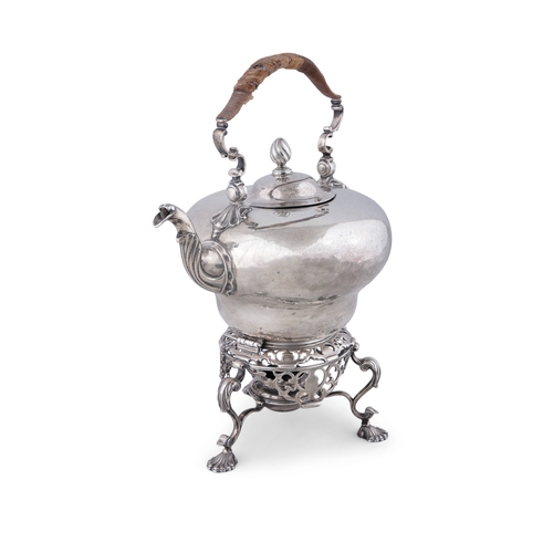 1 - A GEORGE II SILVER TEA-KETTLE ON STAND,   London c. 1751, with maker's mark of Thomas Whipman, with ... 