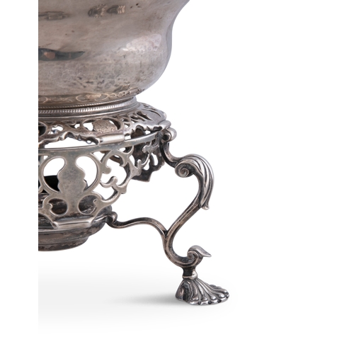 1 - A GEORGE II SILVER TEA-KETTLE ON STAND,   London c. 1751, with maker's mark of Thomas Whipman, with ... 