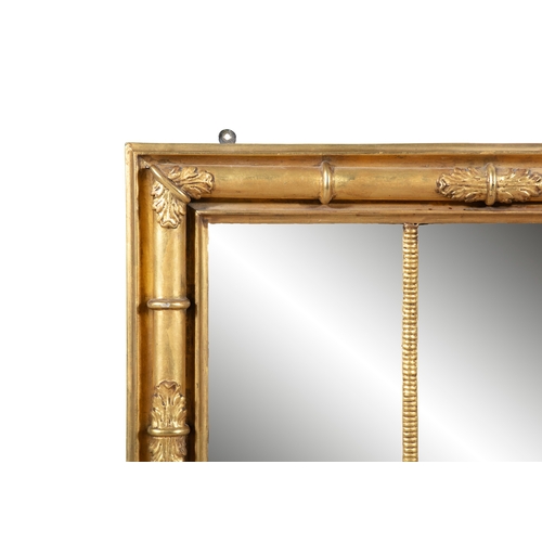 324 - AN EARLY VICTORIAN GILTWOOD COMPARTMENTED OVERMANTLE, c.1840,   of rectangular form with acanthus le... 