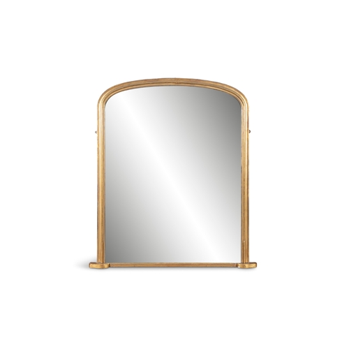 331 - A LATE 19TH CENTURY GILTWOOD OVERMANTLE MIRROR  of shaped rectangular form. 140cm wide, 160cm high