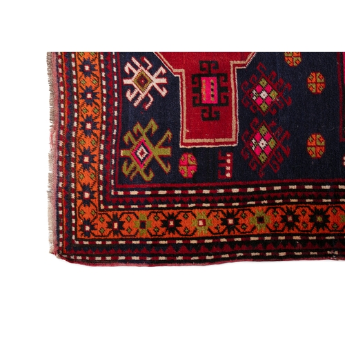 36 - A FLAT WOVEN KILIM. 287CM LONG, 146CM WIDE    the centre woven with a row of five geometric lozenges... 