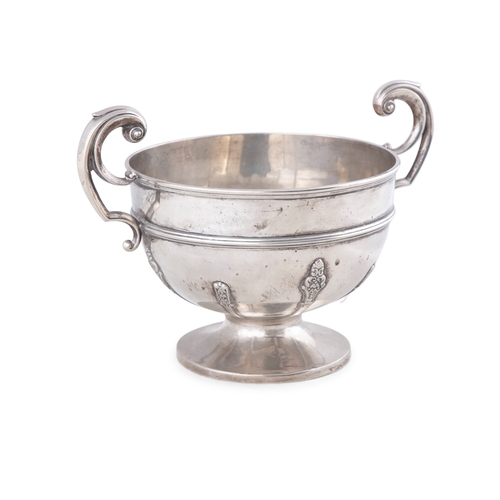 4 - AN EDWARDIAN SILVER TWO-HANDLED PEDESTAL BOWL,  Birmingham c. 1905, date letter rubbed, mark of H Hu... 