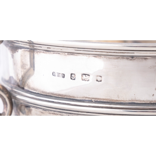 4 - AN EDWARDIAN SILVER TWO-HANDLED PEDESTAL BOWL,  Birmingham c. 1905, date letter rubbed, mark of H Hu... 