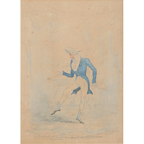 42 - ROBERT ISAAC CRUIKSHANK (1789-1856) Dancing gentleman Watercolour, 17 x 12.5cm Signed