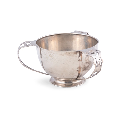 6 - A VICTORIAN IRISH SILVER THREE-HANDLED LOVING CUP,  Dublin c. 1911, mark of Sharman D Neill, plain b... 