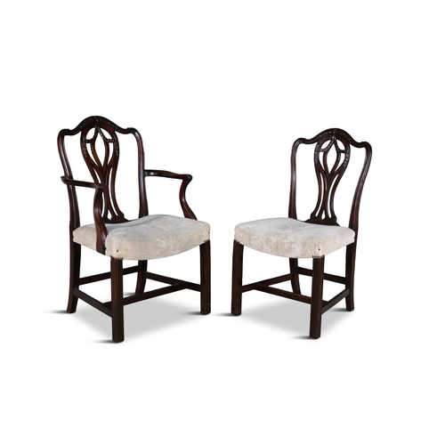 68 - A SET OF TWLEVE GEORGIAN REVIVAL MAHOGANY DINING CHAIRS, c. 1900,    comprising two carvers and ten ... 