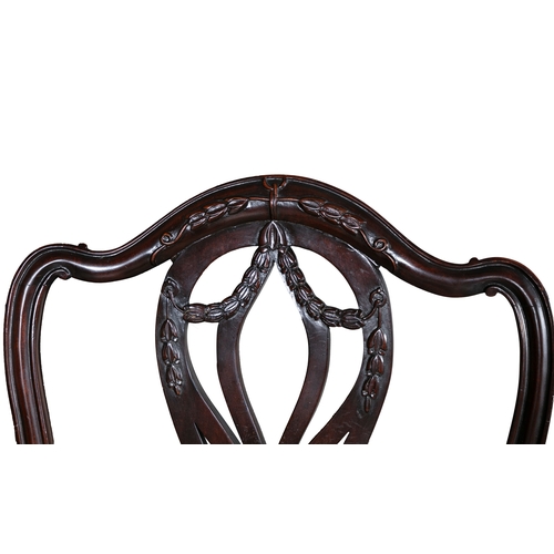 68 - A SET OF TWLEVE GEORGIAN REVIVAL MAHOGANY DINING CHAIRS, c. 1900,    comprising two carvers and ten ... 