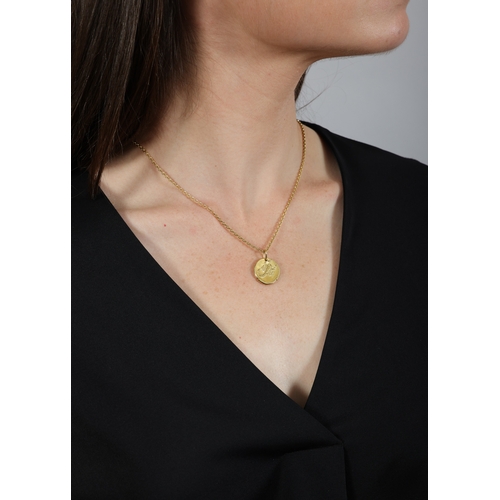 100 - GEORGES LENFANT FOR VAN CLEEF & ARPELS: A GOLD ZODIAC PENDANT ON CHAIN  The cable-link chain suspend... 