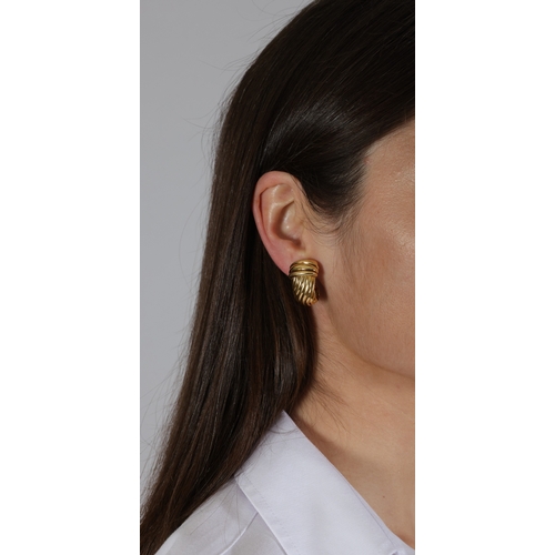 102 - O.J PERRIN: A PAIR OF GOLD EARCLIPS  Each of fluted bombé design, in 18K gold, signed O.J Perrin Par... 