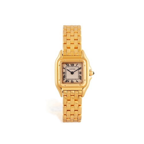 12 - CARTIER: AN 18K GOLD 'PANTHÈRE DE CARTIER' BRACELET WATCH  The 4-jewel Cal-157 quartz movement, crea... 