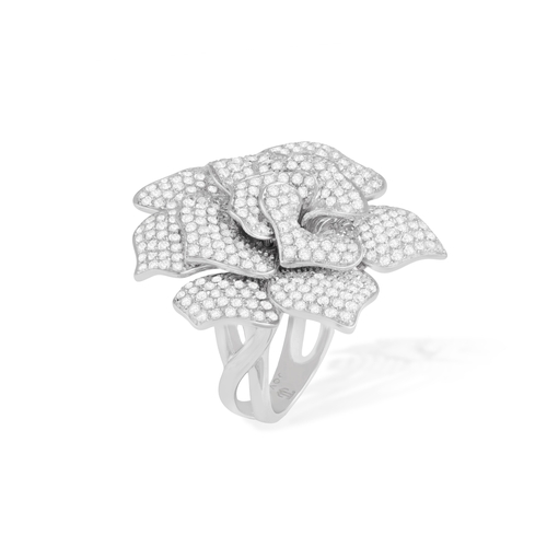 124 - JOVADI: A DIAMOND 'WHITE ROSE' COCKTAIL RING  Designed as a stylised rose flowerhead, pavé-set with ... 