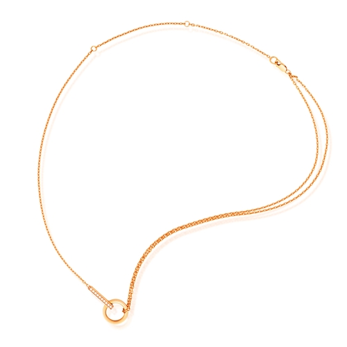 144 - REPOSSI: A DIAMOND 'BERBERE' PENDANT NECKLACE   Composed of polished gold hoop connected with a bril... 