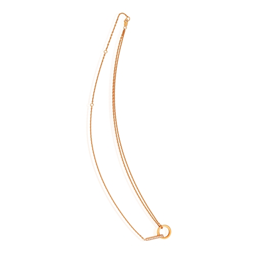 144 - REPOSSI: A DIAMOND 'BERBERE' PENDANT NECKLACE   Composed of polished gold hoop connected with a bril... 