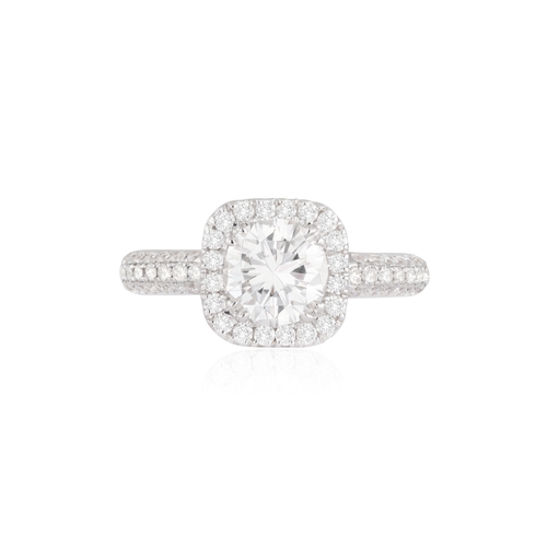 159 - A DIAMOND SINGLE-STONE RING  The central brilliant-cut diamond weighing approximately 1.30ct, within... 