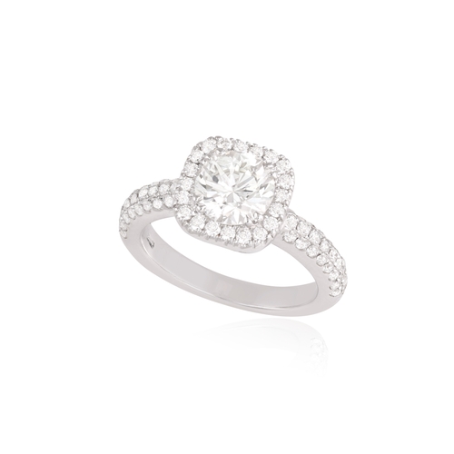 159 - A DIAMOND SINGLE-STONE RING  The central brilliant-cut diamond weighing approximately 1.30ct, within... 