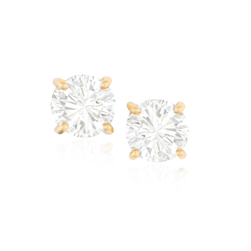 176 - A PAIR OF DIAMOND EARSTUDS  Each brilliant-cut diamond within a four-claw setting, weighing 1.00ct a... 