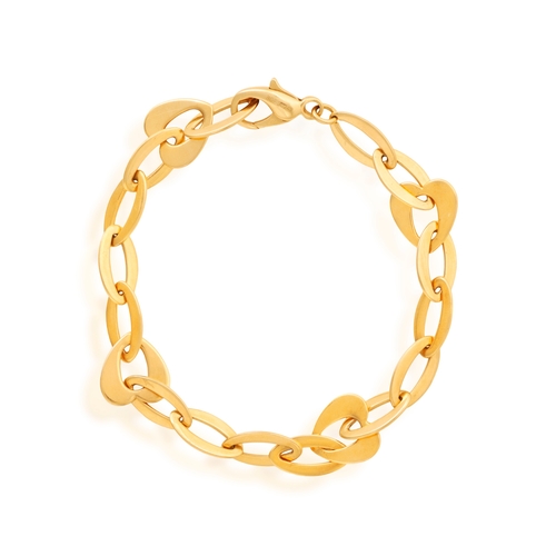 2 - FRED PARIS: A GOLD BRACELET  The chain composed of openwork oval and heart-shaped polished gold link... 