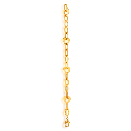 2 - FRED PARIS: A GOLD BRACELET  The chain composed of openwork oval and heart-shaped polished gold link... 