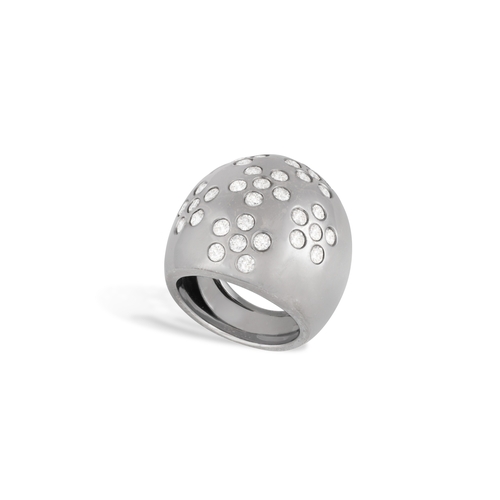 207 - A DIAMOND COCKTAIL RING  Of bombé design, set with brilliant-cut diamonds within collet-setting, mou... 