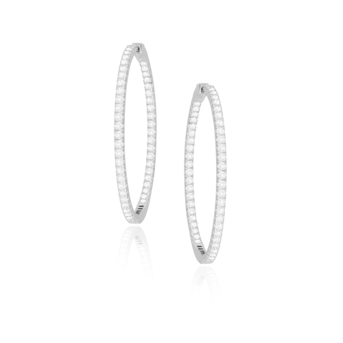 208 - A PAIR OF DIAMOND HOOP EARRINGS  Each hoop set with a uniform series of brilliant-cut diamonds to th... 