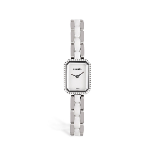 219 - CHANEL: A STAINLESS STEEL, CERAMIC AND DIAMOND 'PREMIÈRE CÉRAMIQUE' WATCH   The 4-jewel Cal-E01701 E... 