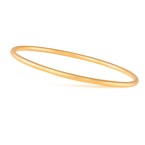 93 - THREE GOLD BANGLES  Composed of two polished gold bangles, in 18K gold, with maker's mark 'Sté HL' a... 