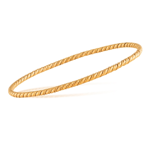 93 - THREE GOLD BANGLES  Composed of two polished gold bangles, in 18K gold, with maker's mark 'Sté HL' a... 