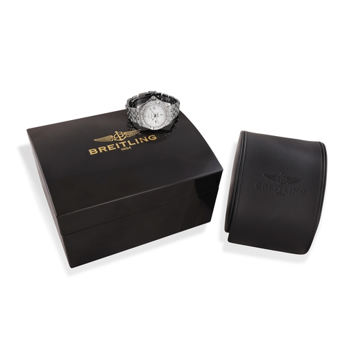 109 - BREITLING: A LADY’S STAINLESS STEEL, QUARTZ AND DIAMOND ‘GALACTIC 32’ WRISTWATCH  Quartz movement, t... 