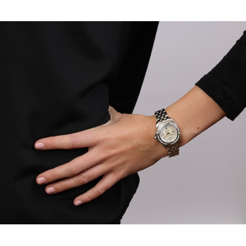 109 - BREITLING: A LADY’S STAINLESS STEEL, QUARTZ AND DIAMOND ‘GALACTIC 32’ WRISTWATCH  Quartz movement, t... 