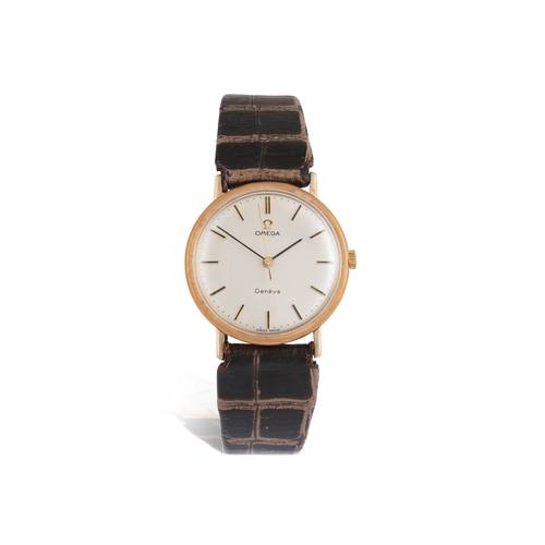 116 - OMEGA: A MECHANICAL ‘GENÉVE’ BRACELET WATCH  Mechanical movement, the circular silver dial with bato... 