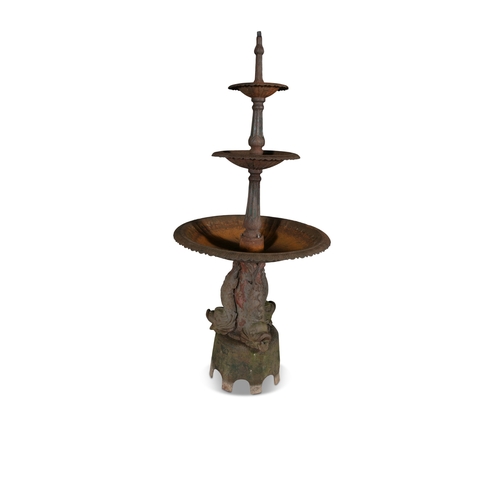 310 - A VICTORIAN CAST IRON WATER FOUNTAIN,   the two graduated basins with outturned egg and dart rims, s... 