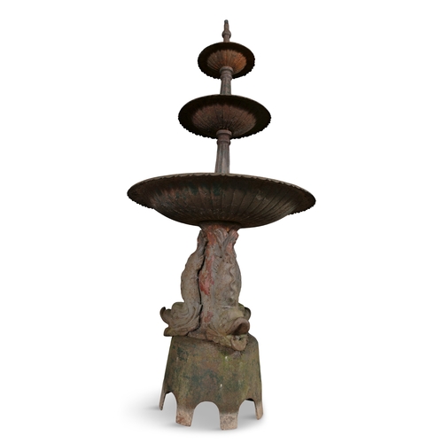 310 - A VICTORIAN CAST IRON WATER FOUNTAIN,   the two graduated basins with outturned egg and dart rims, s... 