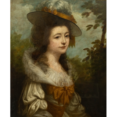 324 - ATTRIBUTED TO THOMAS HICKEY (1741-1824) Portrait of Mrs Moore of Barne, Lady Barne, half-length in l... 