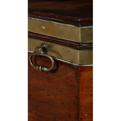 326 - A MAHOGANY BRASS BOUND CELLARETTE ON STAND 19TH CENTURY   of hexagonal form, the hinged lid opening ... 