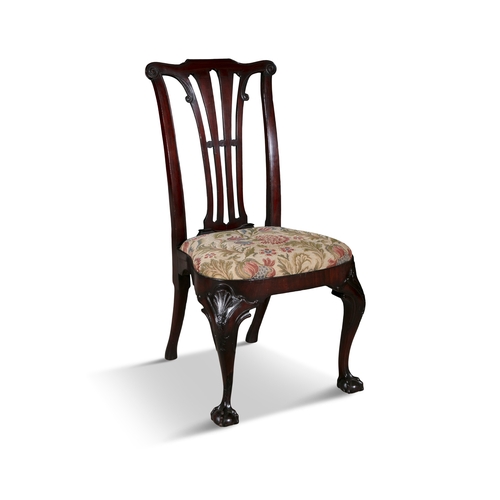 327 - AN IRISH GEORGE II STYLE SIDE CHAIR BY HICKS FOR SIR STANLEY STOKER LATE 19TH CENTURY,   the pierced... 