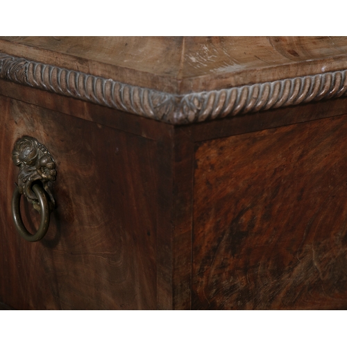 328 - A WILLIAM IV PALE MAHOGANY LARGE CELLARETTE CIRCA 1830,   of sarcophagus form, the hinged lid with r... 