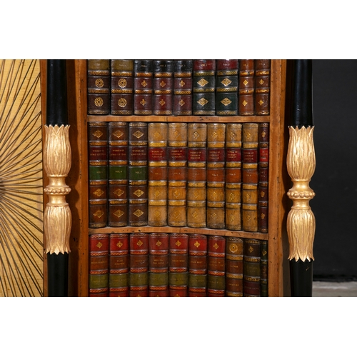 331 - A PAIR OF EDWARDIAN SATINWOOD SIDE CABINETS OF REGENCY STYLE  the bowfront twin doors with cloth bac... 