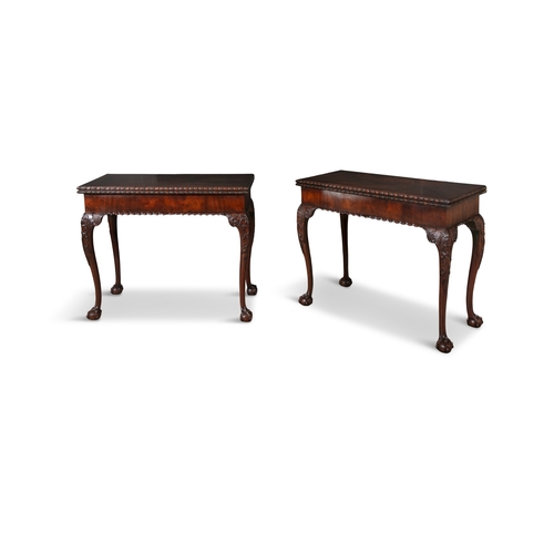 355 - A PAIR OF GEORGE III MAHOGANY CONCERTINA ACTION FOLDING TOP CARD TABLES MID 18TH CENTURY,   each wit... 