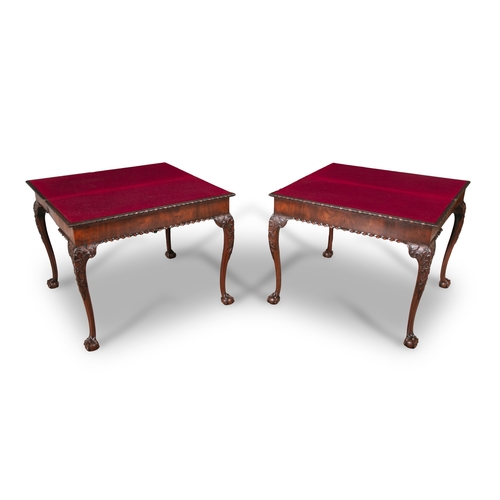 355 - A PAIR OF GEORGE III MAHOGANY CONCERTINA ACTION FOLDING TOP CARD TABLES MID 18TH CENTURY,   each wit... 