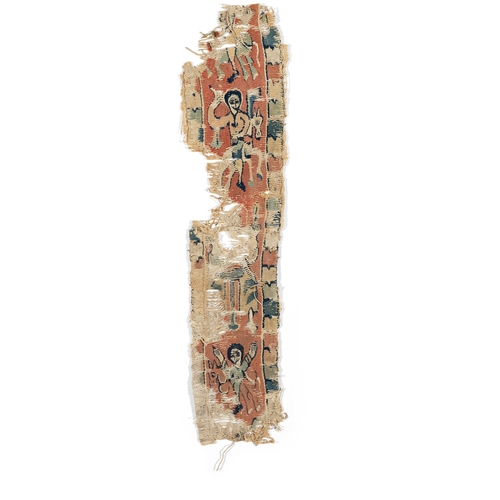 363 - TWO ANCIENT EGYPTIAN COPTIC TEXTILE FRAGMENTS, 4TH-6TH CENTURY AD, each mounted on individual displa... 