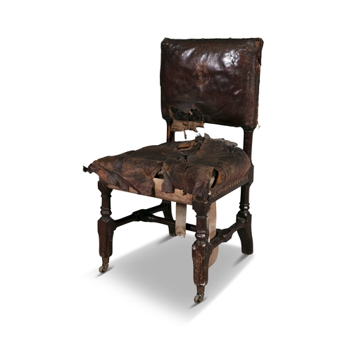 367 - ORDER OF SAINT PATRICK A PAIR OF GOTHIC REVIVAL OAK AND RED LEATHER SIDE CHAIRS IN THE MANNER OF PUG... 