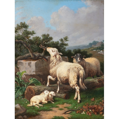 377 - EUGENE VERBOCKHOVEN (1798-1881) Sheep in a Landscape Signed and dated '184..' Oil on board, 27 x 20c... 