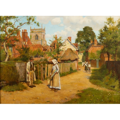 380 - WILLIAM TEULON BLANDFORD FLETCHER (1858-1936) The Village of Blewbury, Oxfordshire Signed Oil on can... 