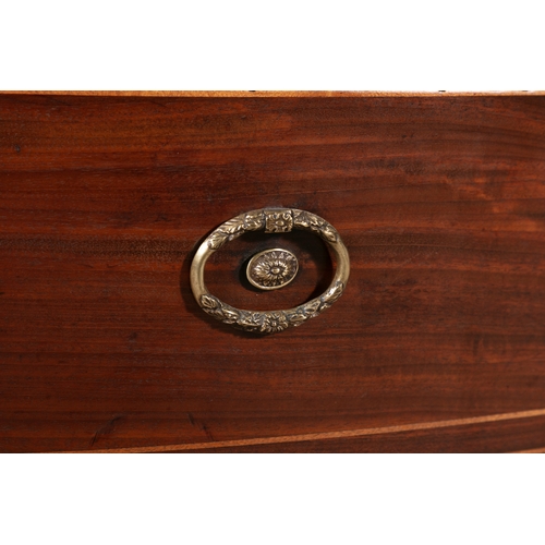 392 - A GEORGE III MAHOGANY BOWFRONT CHEST ATTRIBUTED TO GILLOWS OF LANCASTER,   the shaped top above four... 