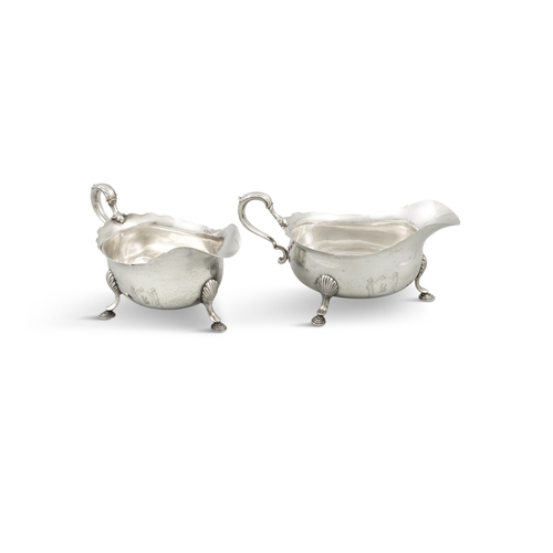 405 - A PAIR OF LARGE IRISH GEORGE III SILVER SAUCE BOATS  Dublin, c. 1798, mark of Robert Breading, each ... 