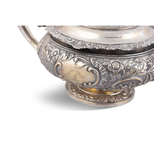 412 - A SCOTTISH GEORGE IV SILVER TEA SERVICE,   Edinburgh, circa 1820, maker's mark of JH, comprising...(... 