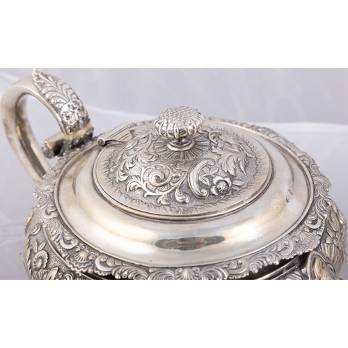 412 - A SCOTTISH GEORGE IV SILVER TEA SERVICE,   Edinburgh, circa 1820, maker's mark of JH, comprising...(... 