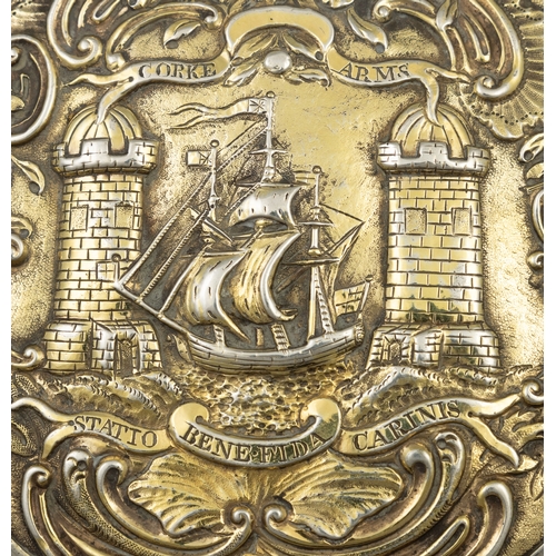 416 - A RARE GEORGE II SILVER GILT FREEDOM BOX FOR THE CITY OF CORK,  Cork c.1750, maker's mark of George ... 