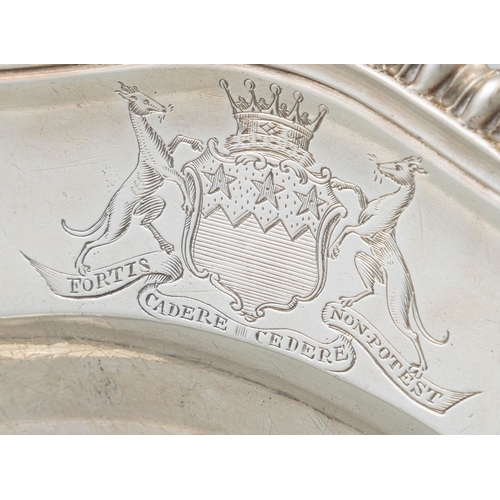 417 - AN IMPORTANT SET OF TWELVE IRISH GEORGE II SILVER DINNER PLATES FROM DROGHEDA HOUSE SACKVILLE STREET... 