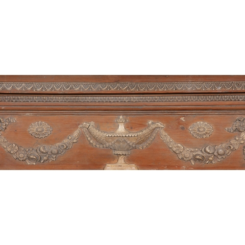 440 - AN ADAM'S REVIVAL PINE FIRE SURROUND 19TH CENTURY ,   the plain top with cavetto edge, and frieze de... 